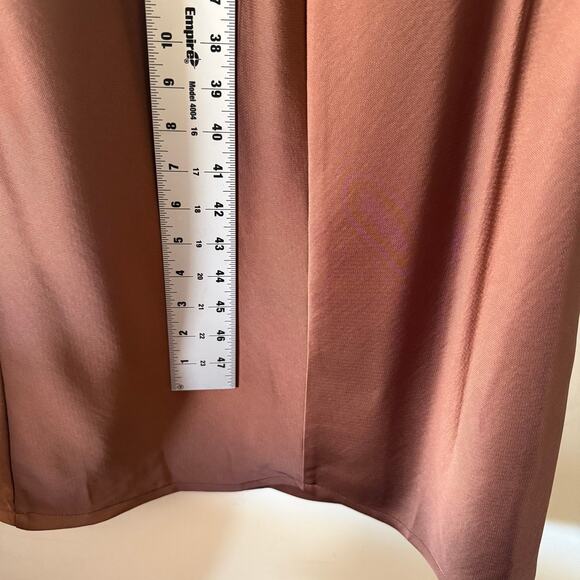 Lulus Satin Halter Midi Dress Brown Sz L NWT | Open Back Wedding Guest Gown - Picture 11 of 16